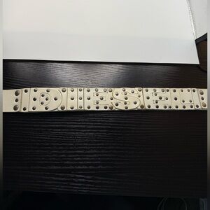 Diesel Studded Logo Leather Belt Y2K Archival White Gray Size 85 Waist 34 Vtg